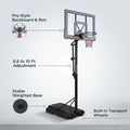 6.6 Ft. to 10 Ft. Adjustable Height Portable Basketball Hoop Goal Basketball System Basketball Equipment with Wheels