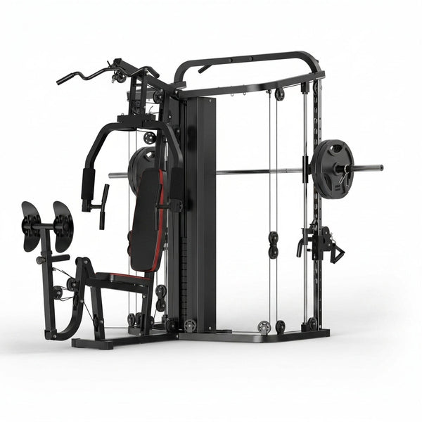 Home Gym Smith Machine with 138LB Weight Stack, Leg Press & LAT Station for Full Body Workouts